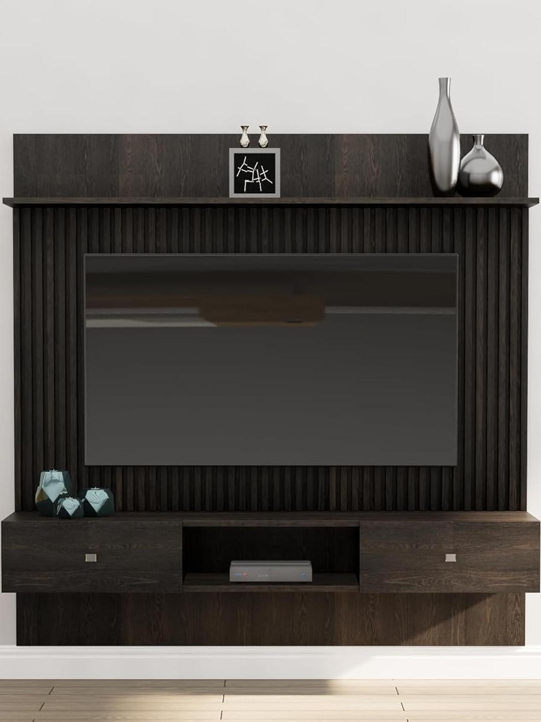 HEXA RED Brown Wall Mounted Plywood TV Entertainment Unit Cabinet For Upto 28 to 65 Inch