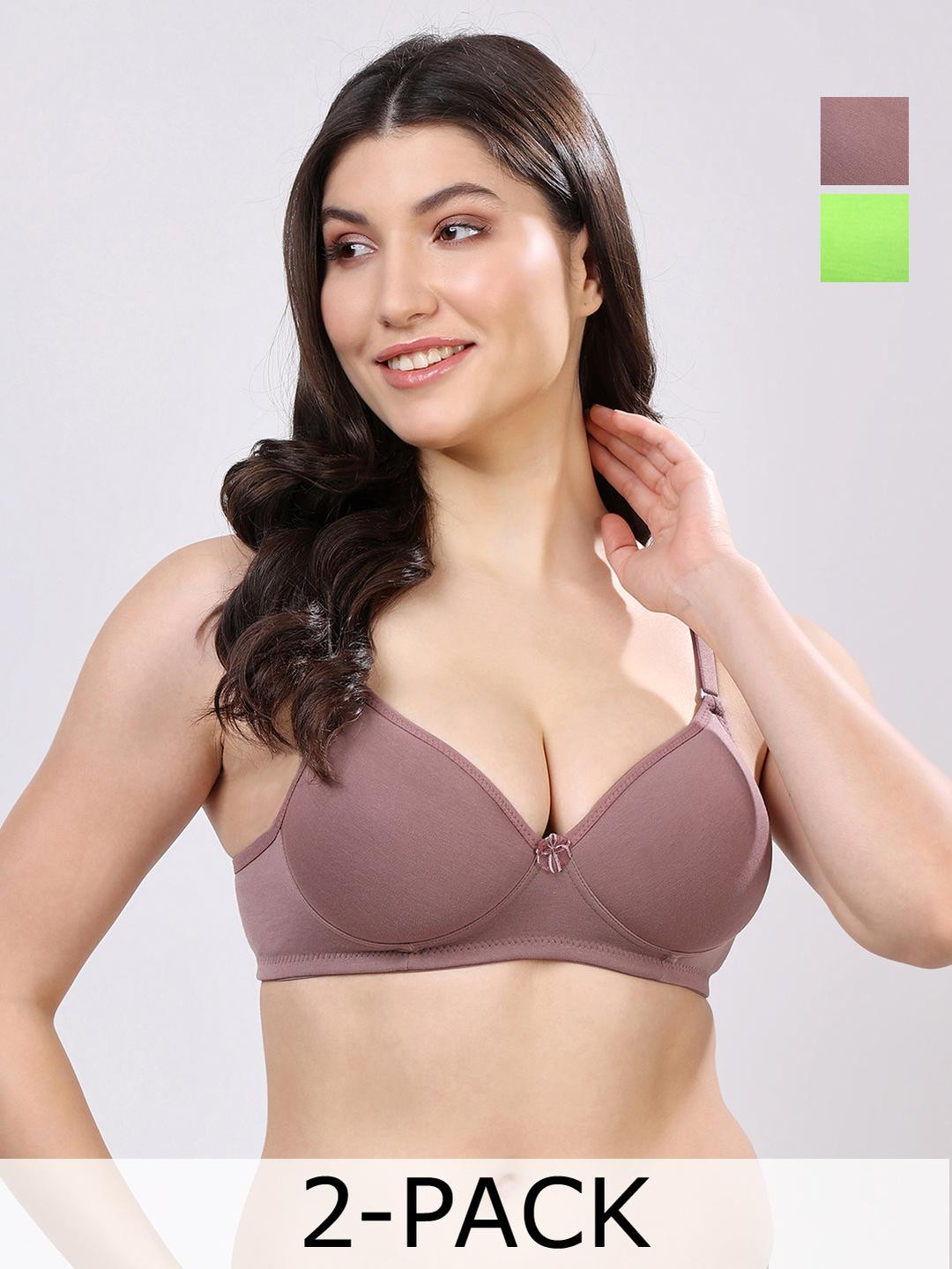 Floret Pack of 2 Seamless Padded Molded Cups Multiway Straps Pushup T-shirt Bra