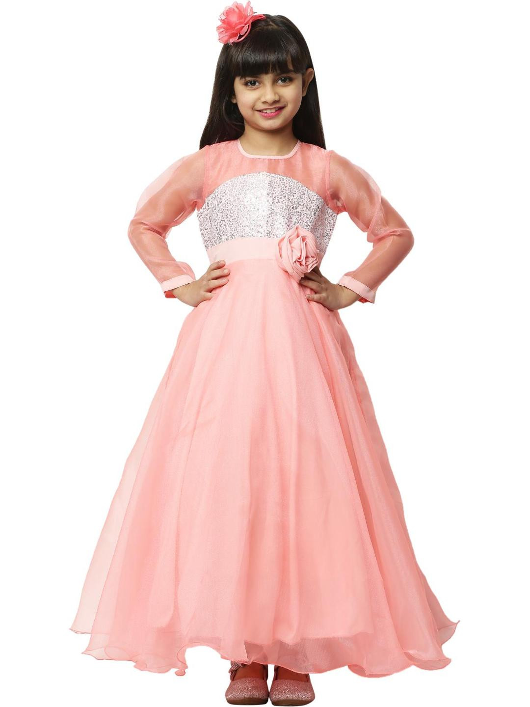 Shahina Fashion Girls Pink Fit and Flare Party Dress