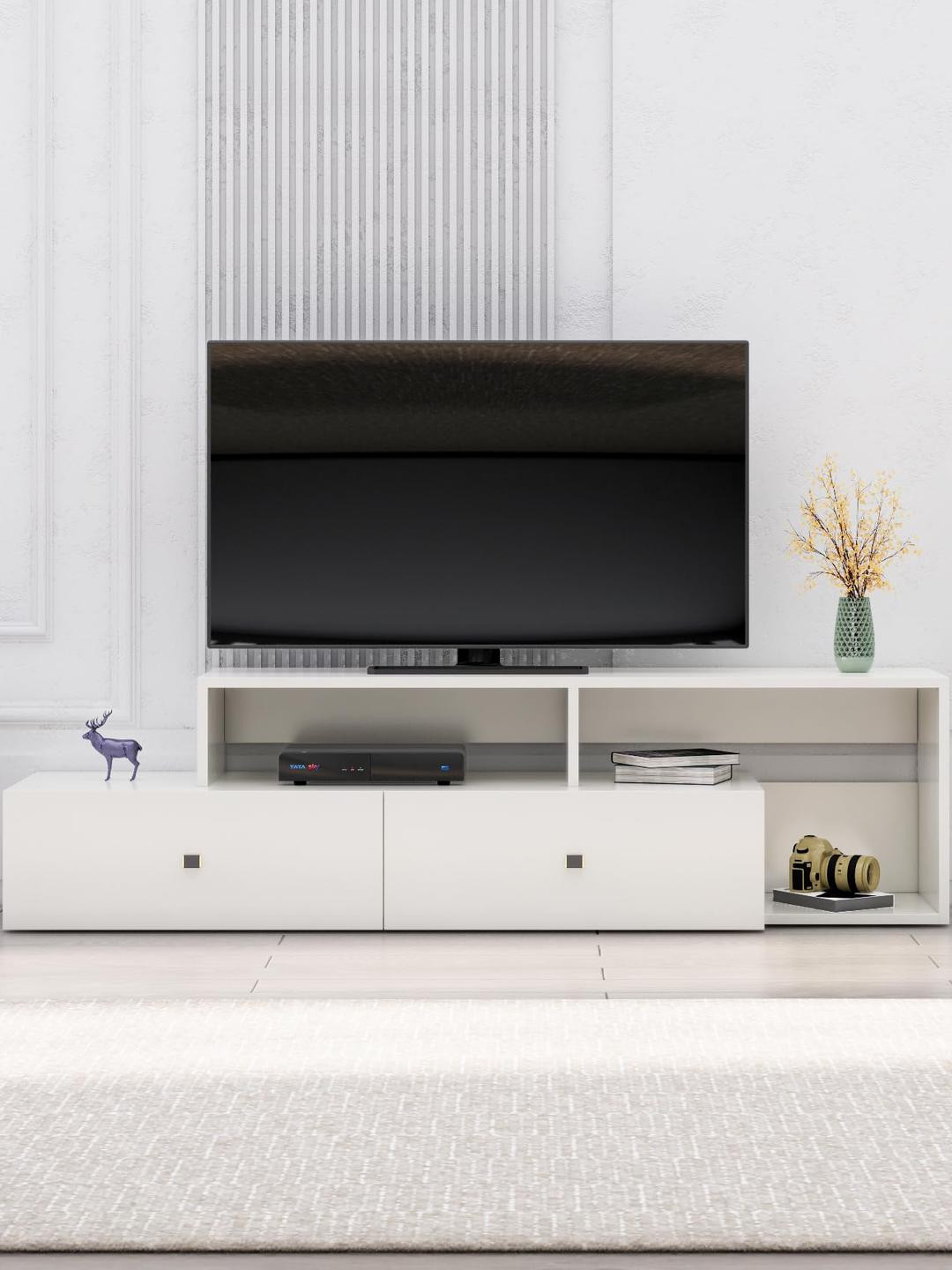 HEXA RED White Tv Unit  Cabinet with Storage Ideal for TV Upto 28 to 65 Inch