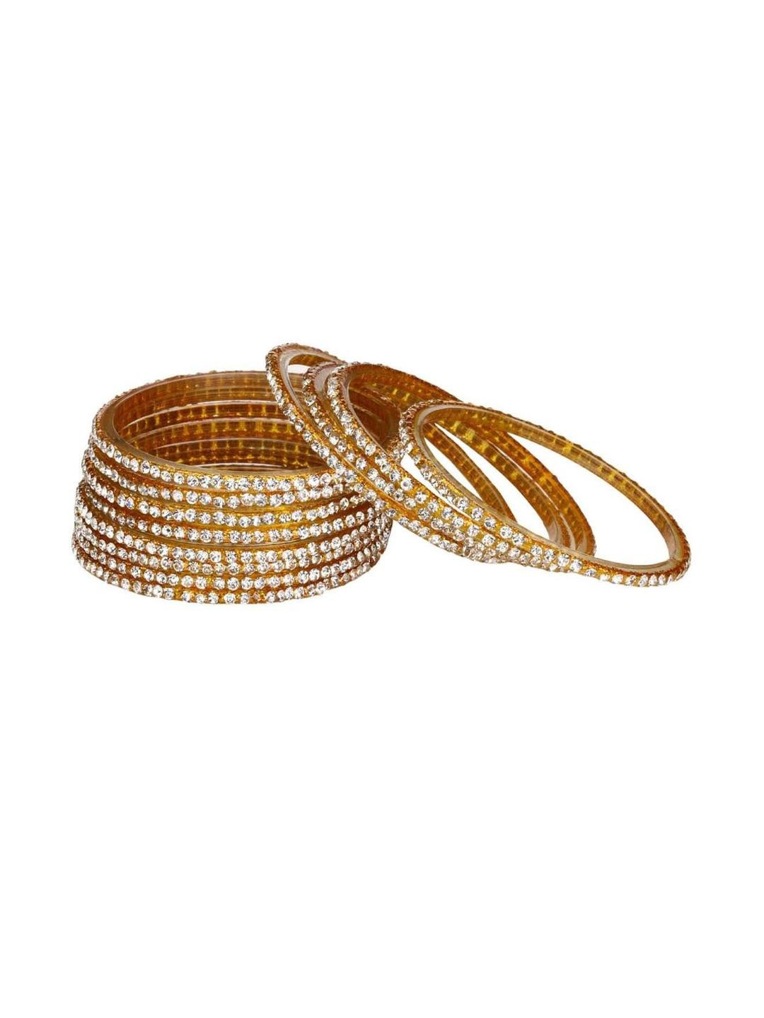 1ST TIME Gold Pack of 12 Glass Bangles