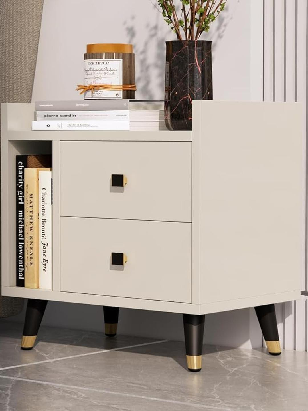 HEXA RED White Wood Bedside Table