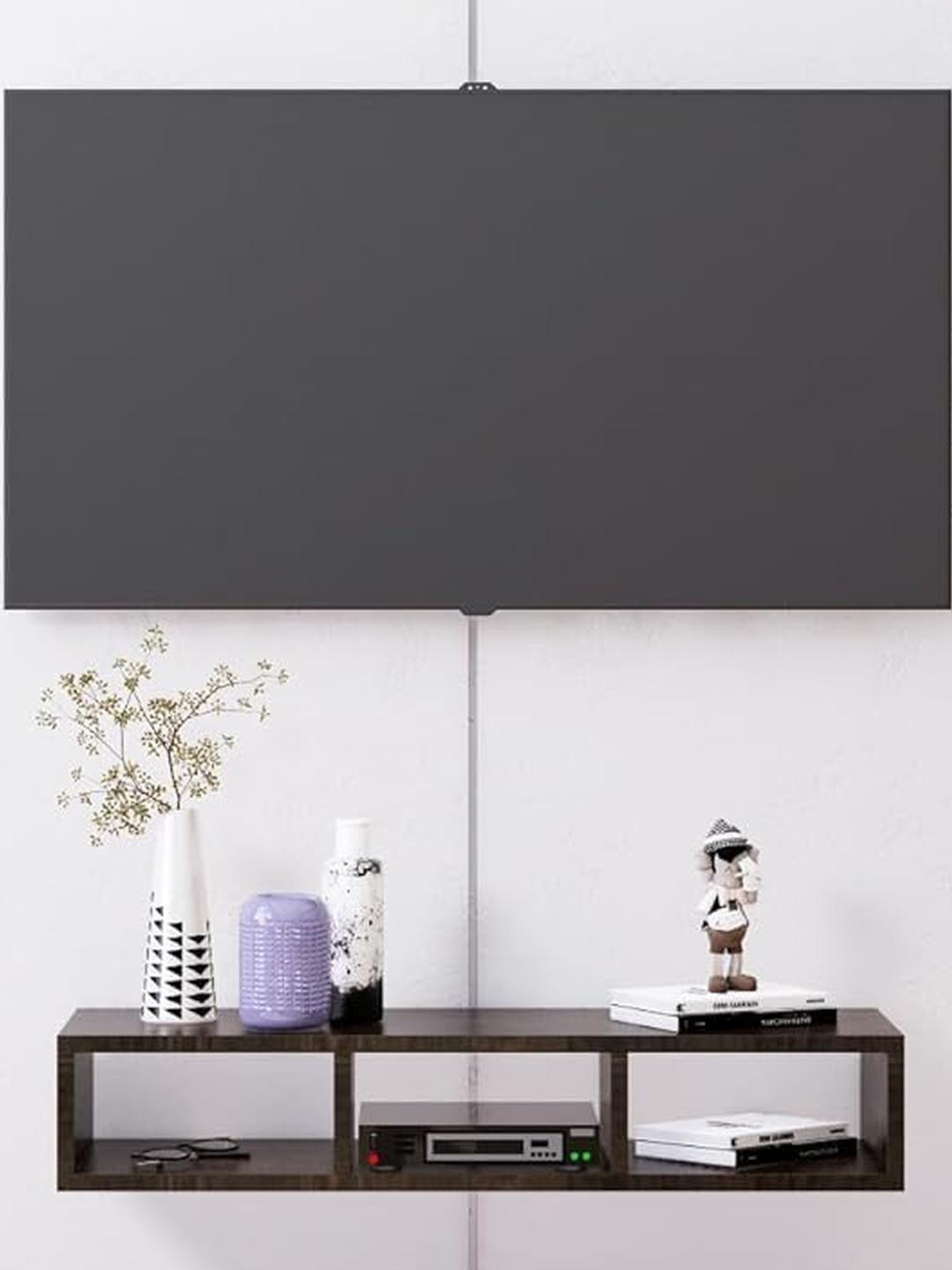 HEXA RED Brown Wall Mounted Wood TV Entertainment Unit
