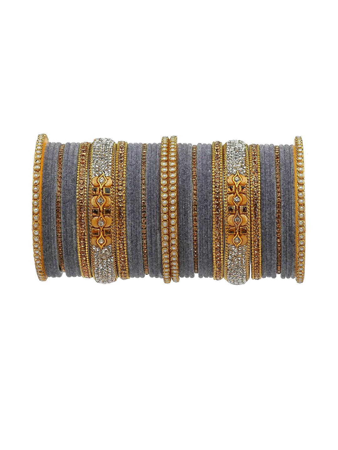 GLIKA Women Zircon Studded Gold-Plated Alloy Bangle
