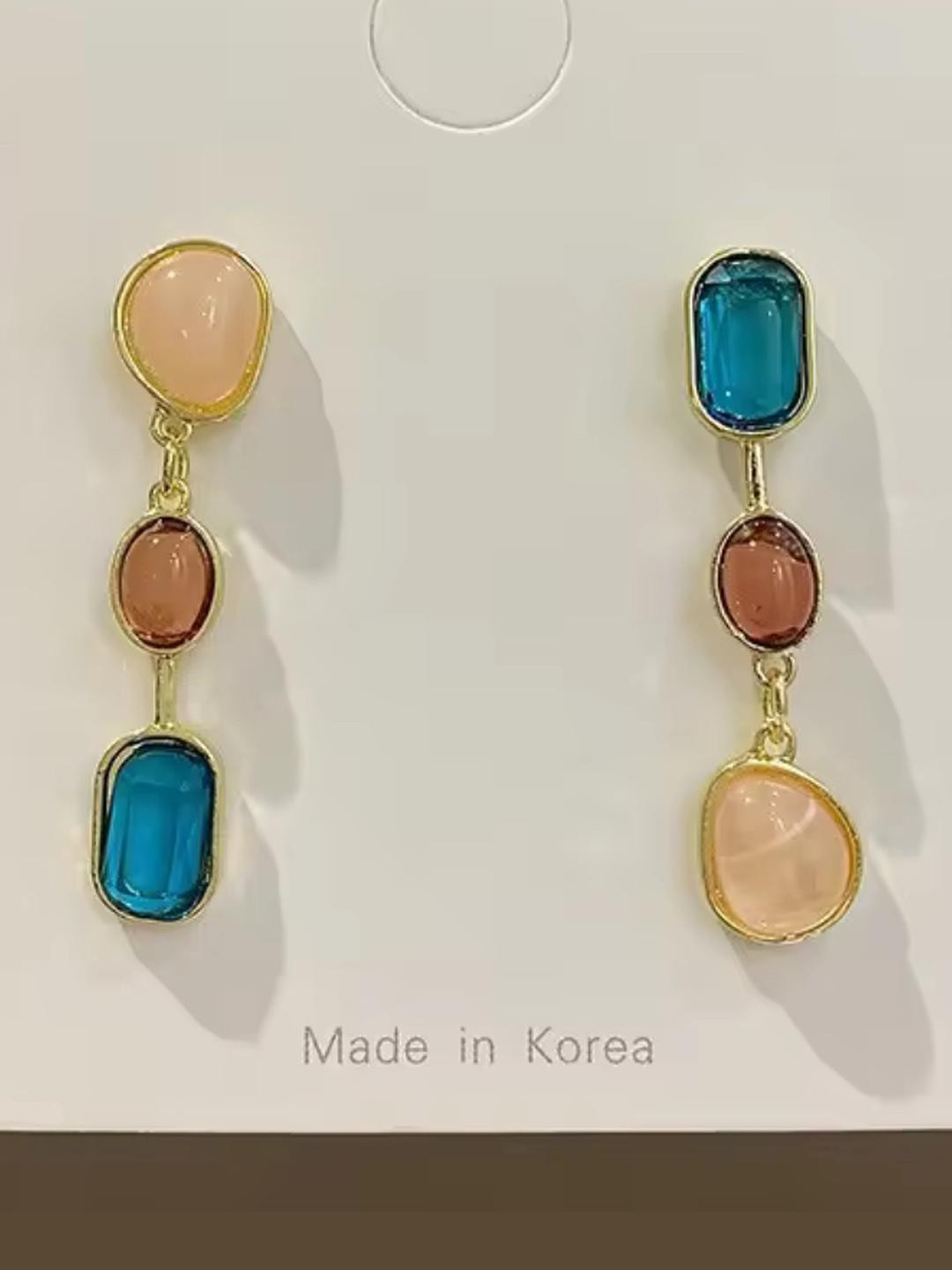 Nitant Minimal Style Multicolored Korean Fashion Contemporary Drop Earrings