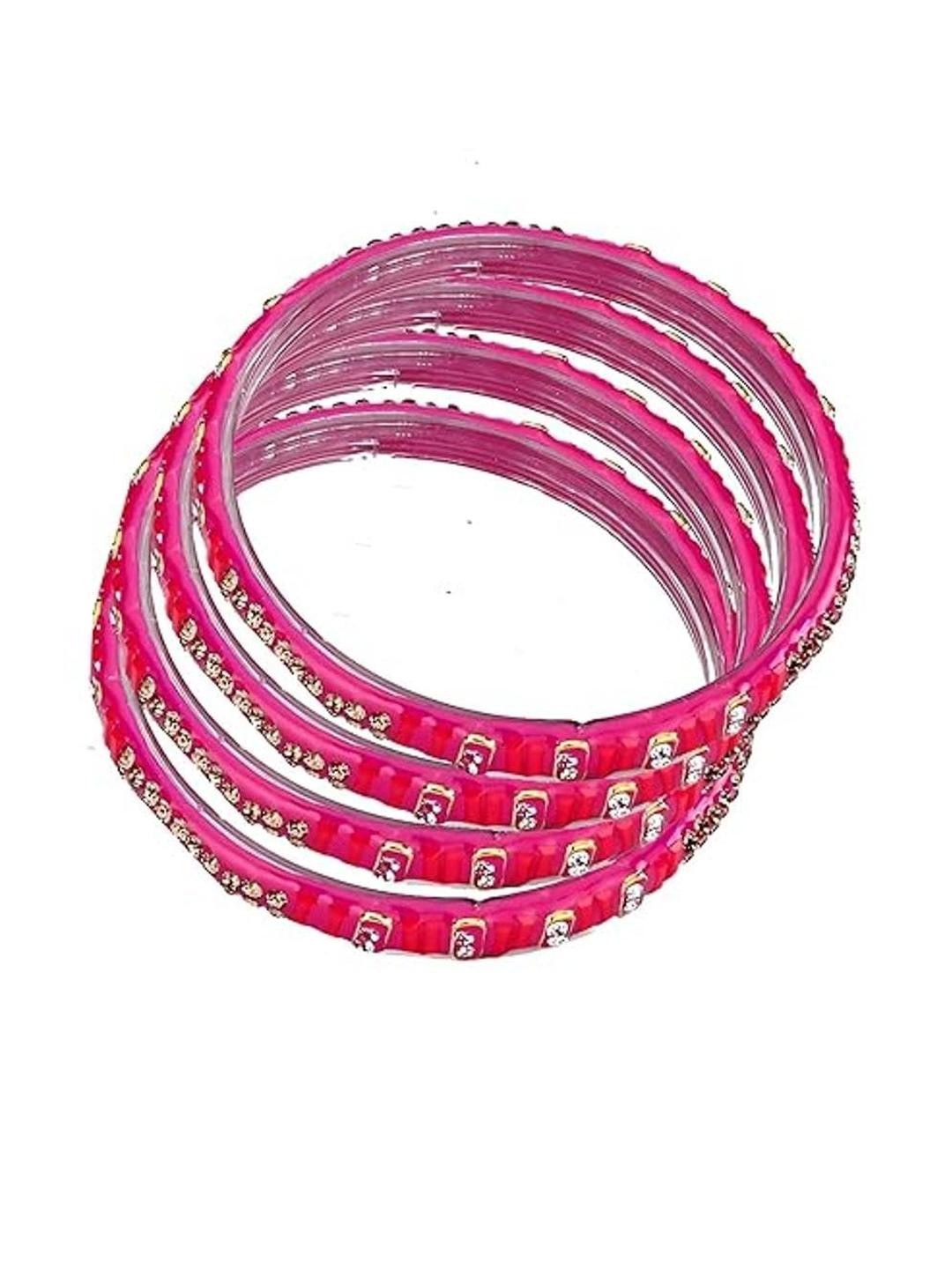 1ST TIME 4 Pieces Pink Glass Bangles Set