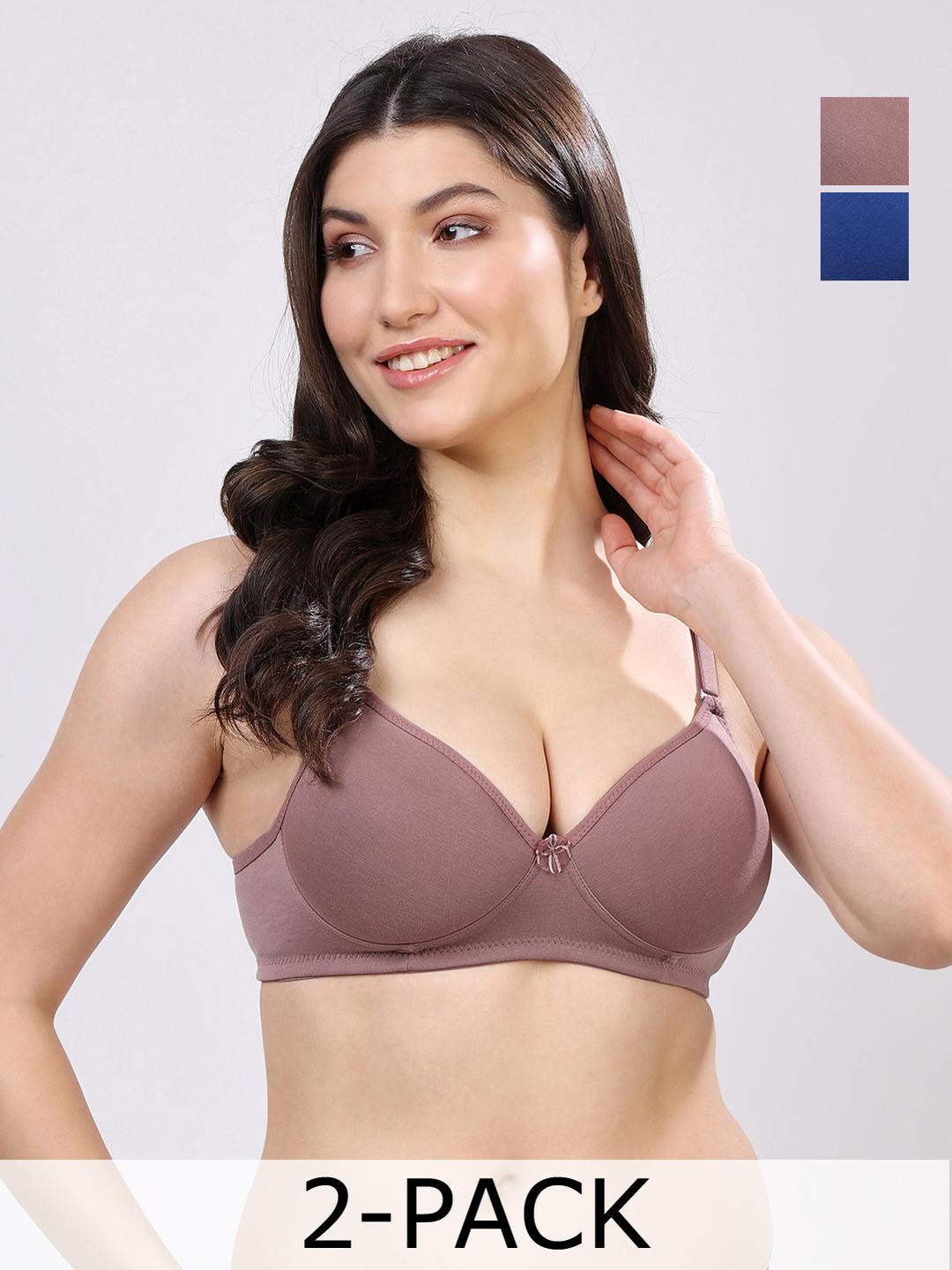 Floret Pack of 2 Seamless Padded Molded Cups Multiway Straps Pushup T-shirt Bra