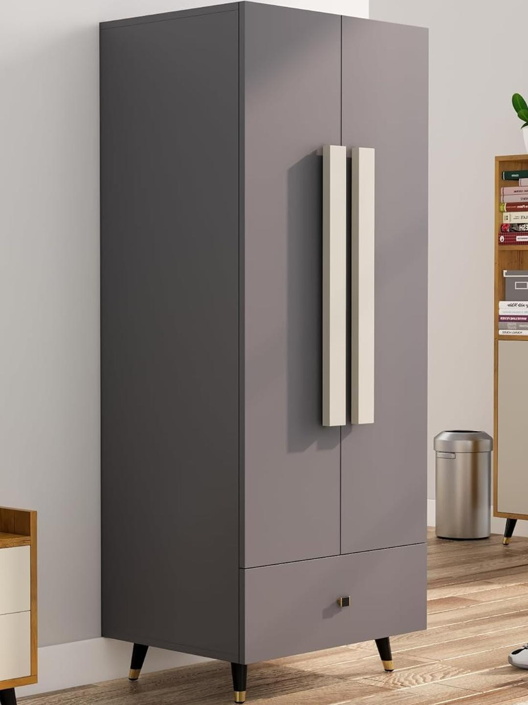 HEXA RED Grey Multipurpose Storage Wardrobe For Bedroom