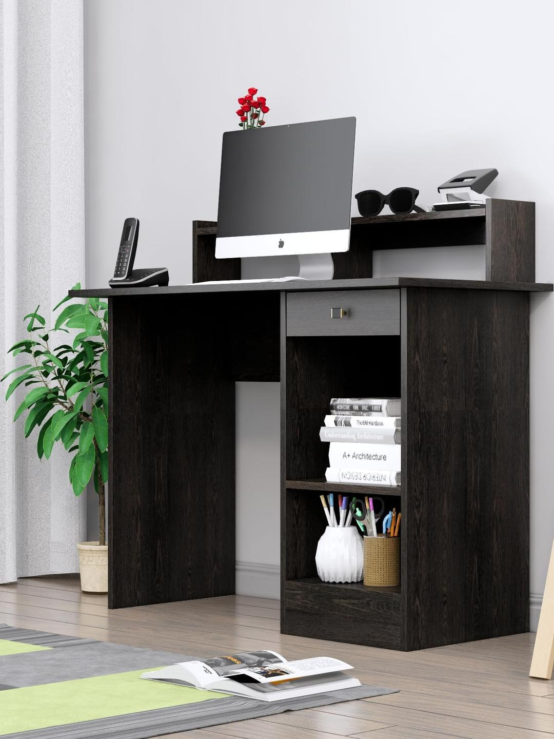 HEXA RED Engineered Wood Study Table