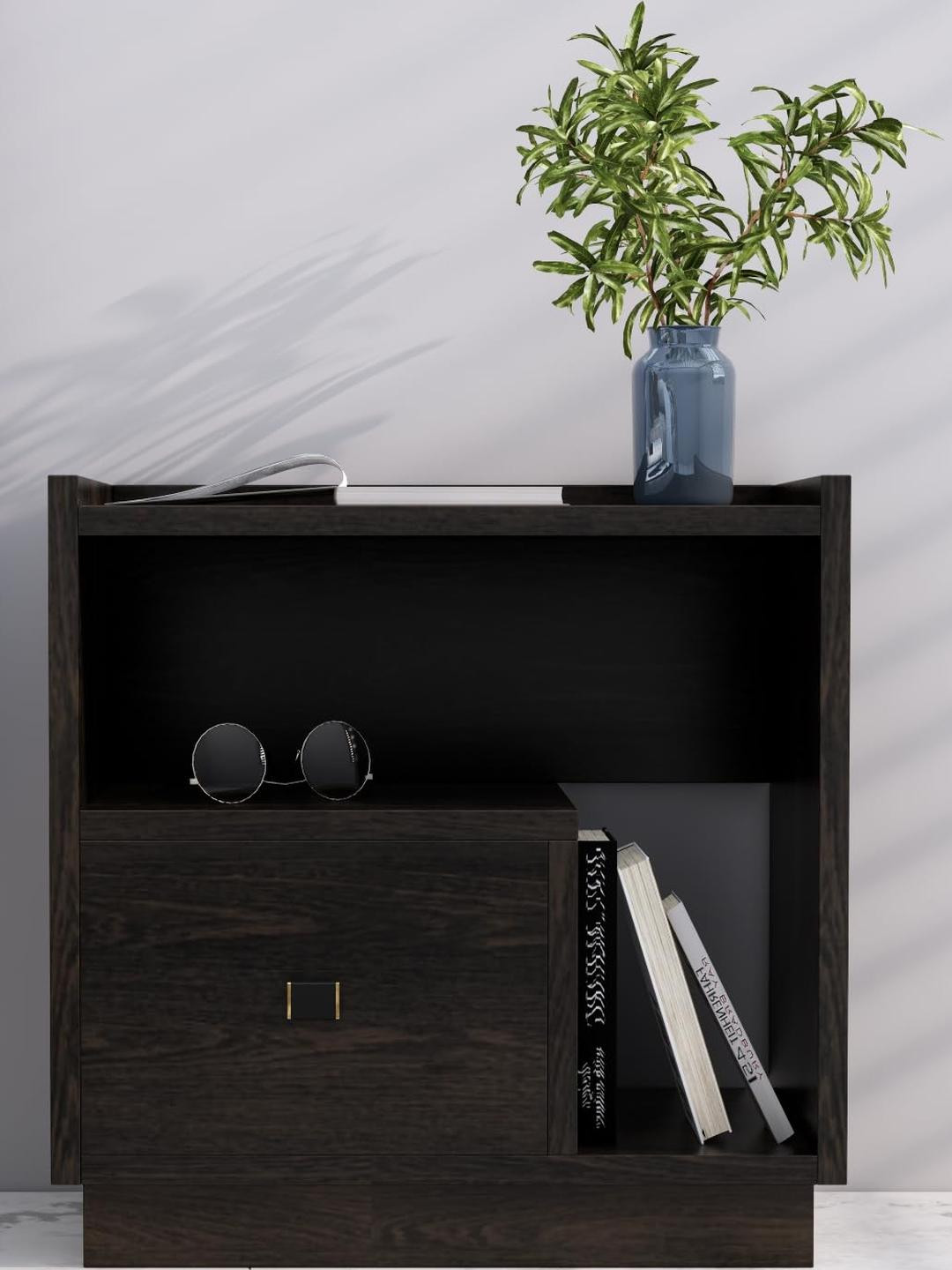 HEXA RED Brown Engineered Wood Side End Table