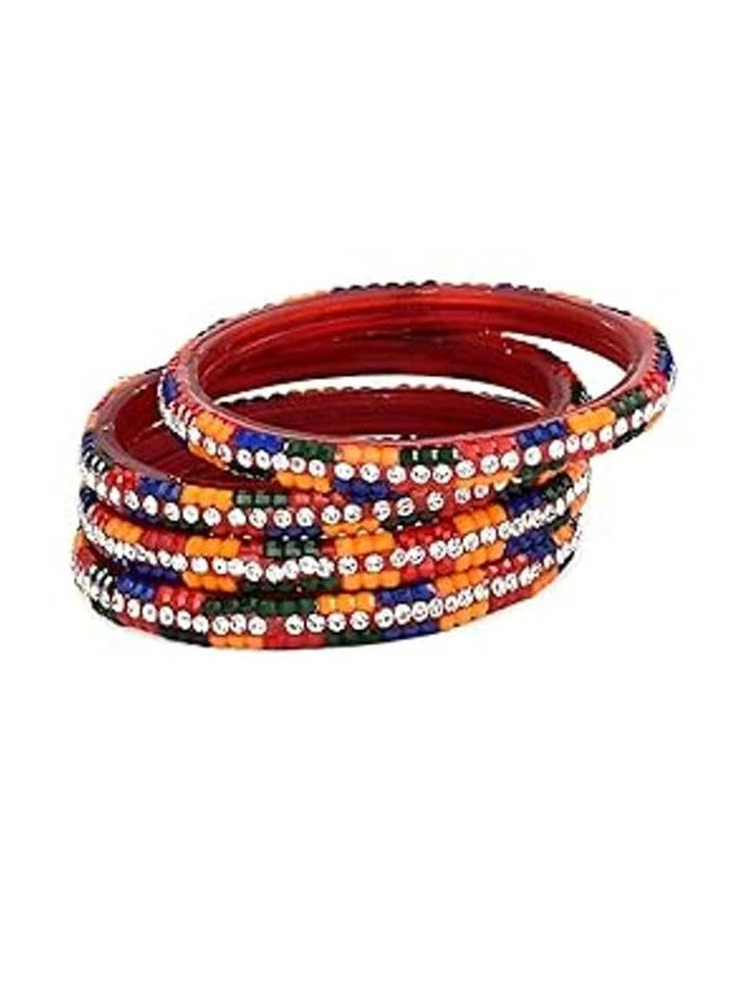 1ST TIME Pack of 4 Multicolor Glass Bangles