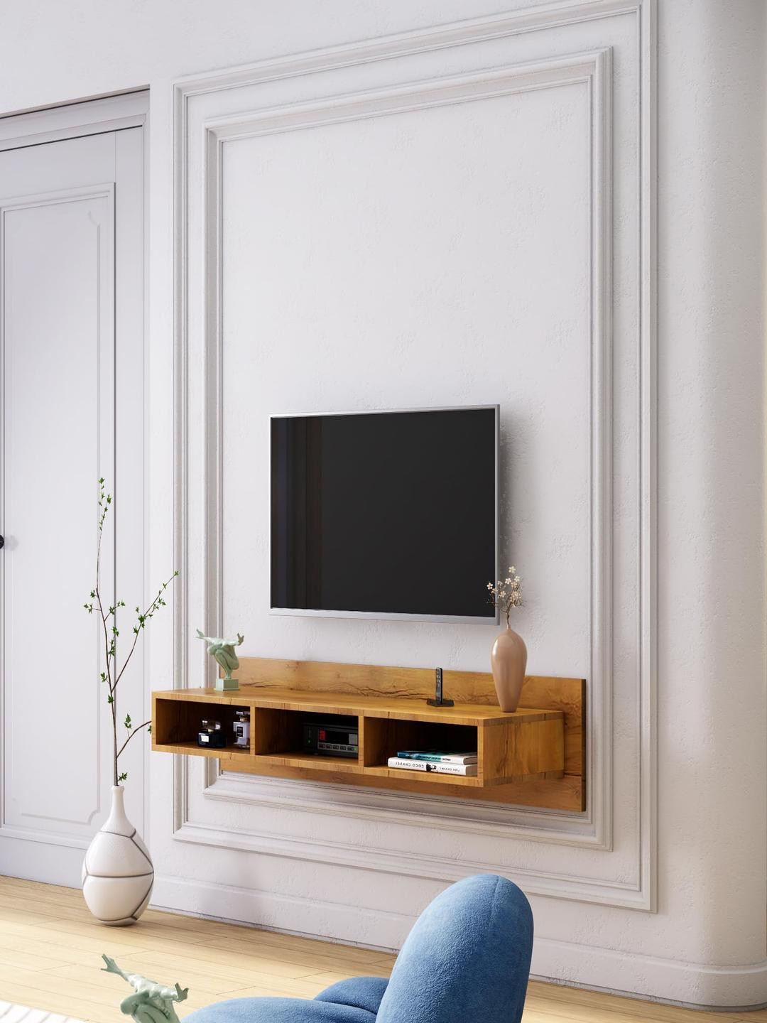 HEXA RED Brown Wall Mounted  28 To 65 Inch TV Unit Cabinet With Storage