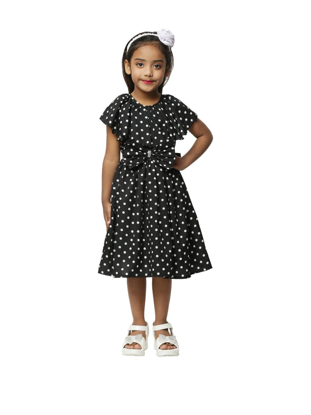 Shahina Fashion Baby Girls Polka Dots Printed Knee Length Dress