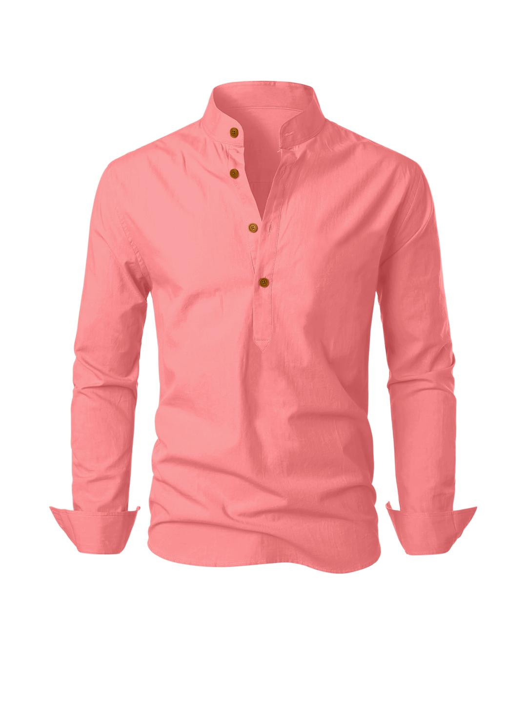 Fifth U Men's Peach Solid Short Kurta