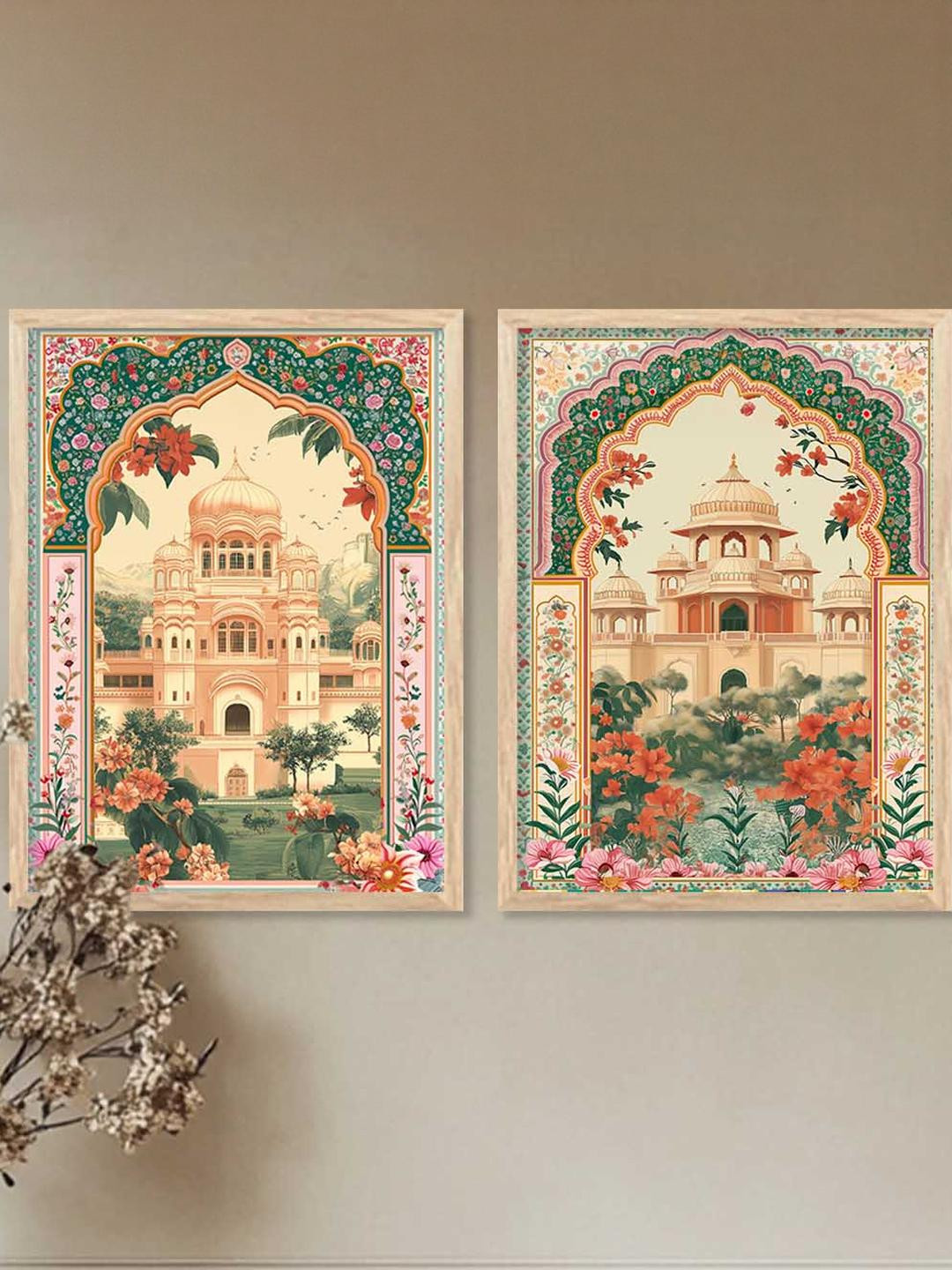 WALLLANE Multicoloured 2 Piece Wood Wall Art Poster With Frame Wall Paintings