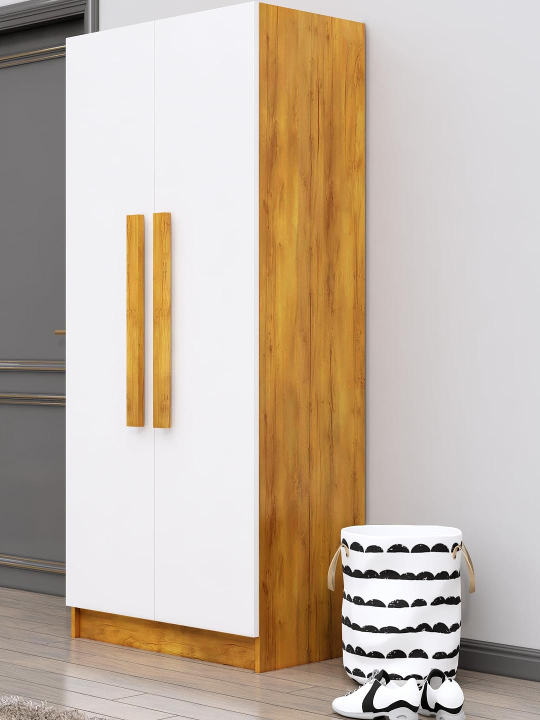 HEXA RED White Wardrobe for Bedroom With Door & Shelves