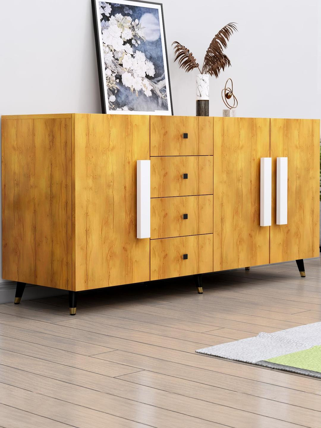 HEXA RED Brown & Beige Multipurpose Storage Cabinet