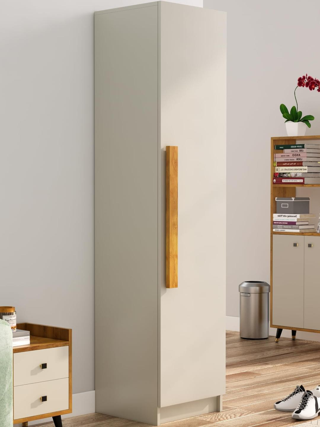 HEXA RED Engineered Wood with Door & Shelves Wardrobe