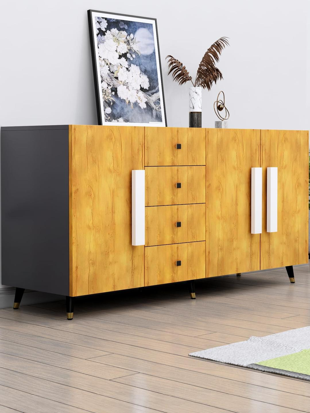 HEXA RED Grey & Beige Multipurpose Storage Cabinet