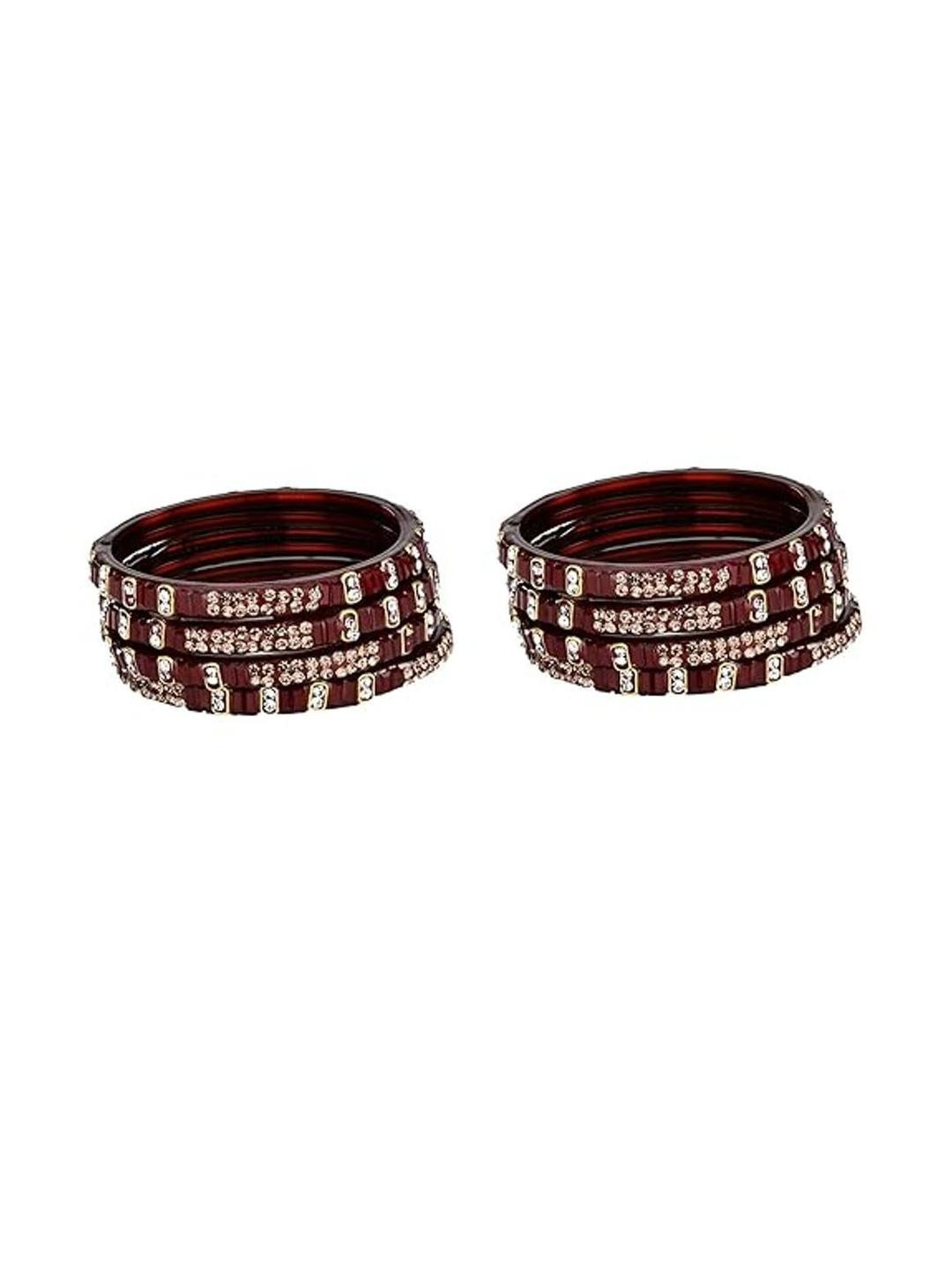 1ST TIME Women Maroon Traditional Glass Bangles Set