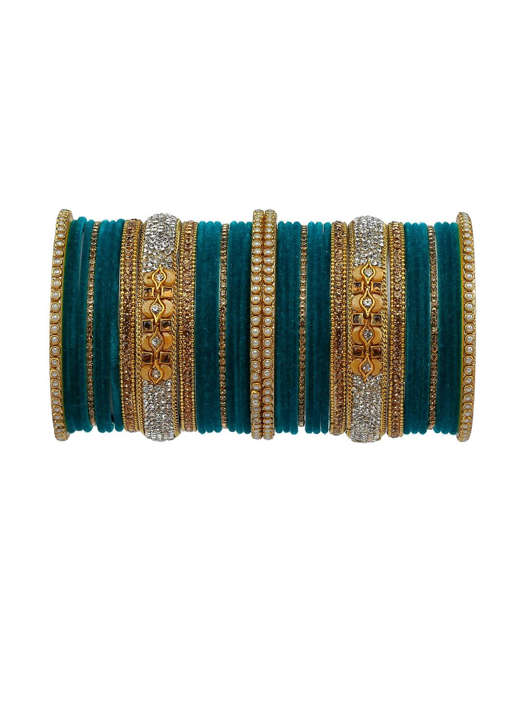 GLIKA Teal & Gold-Plated Bangle