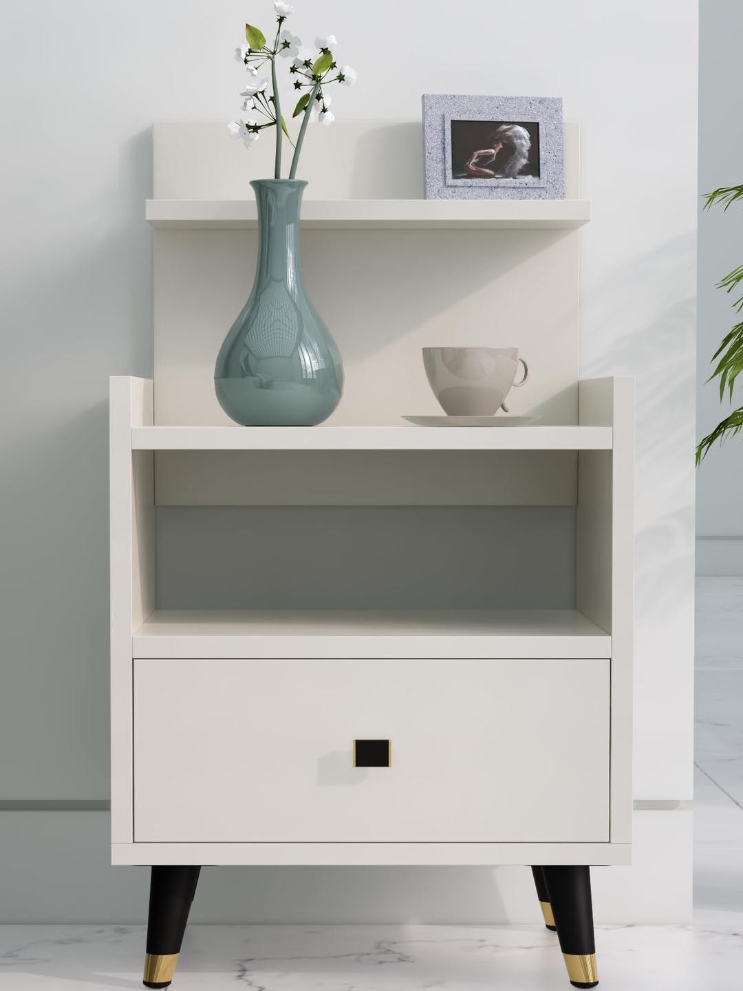 HEXA RED White Engineered Wood Side End Table