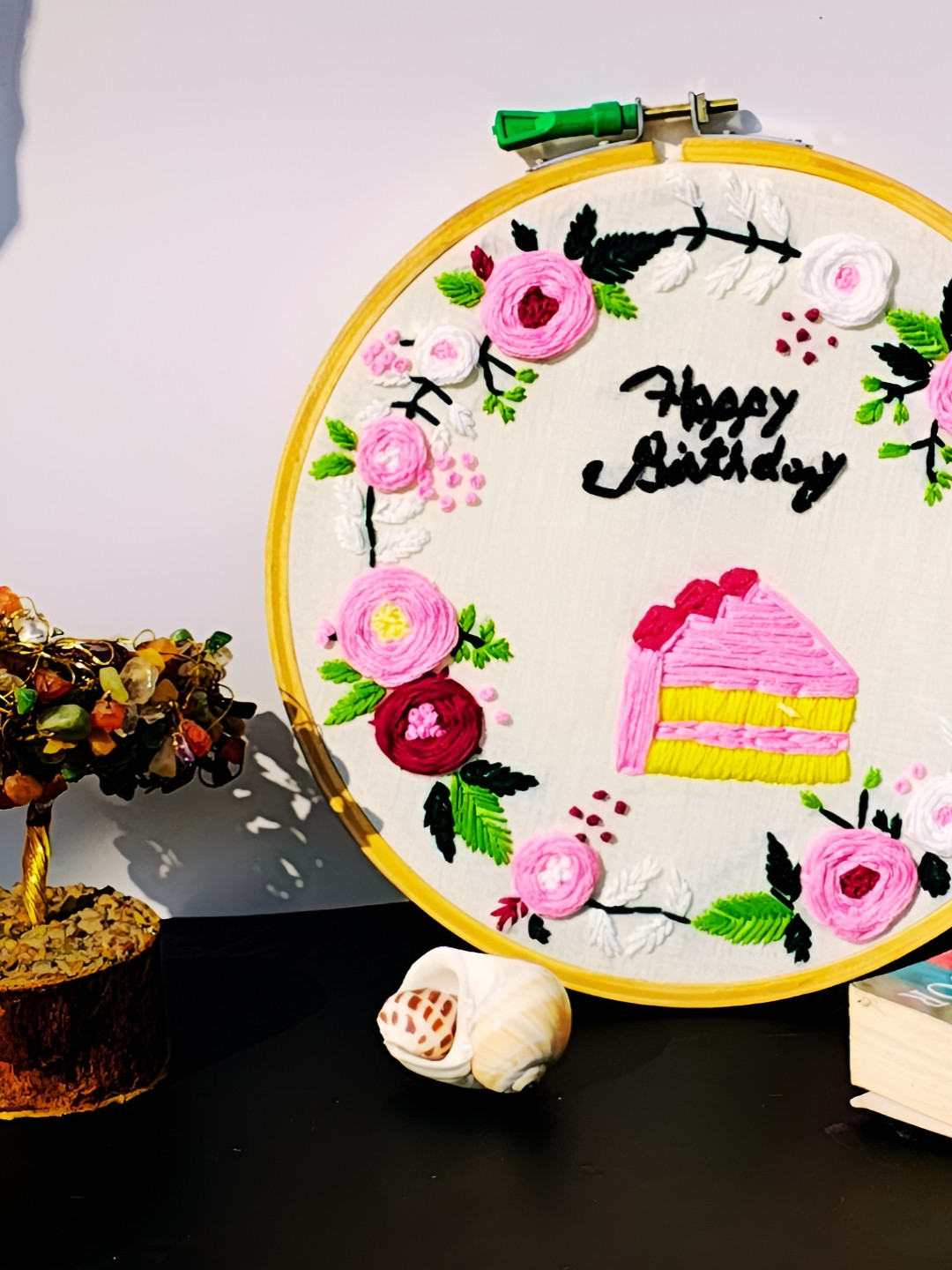 TheYUGO Slice of Cake Wood Floral Hanging Hall Wall Hangings-8In