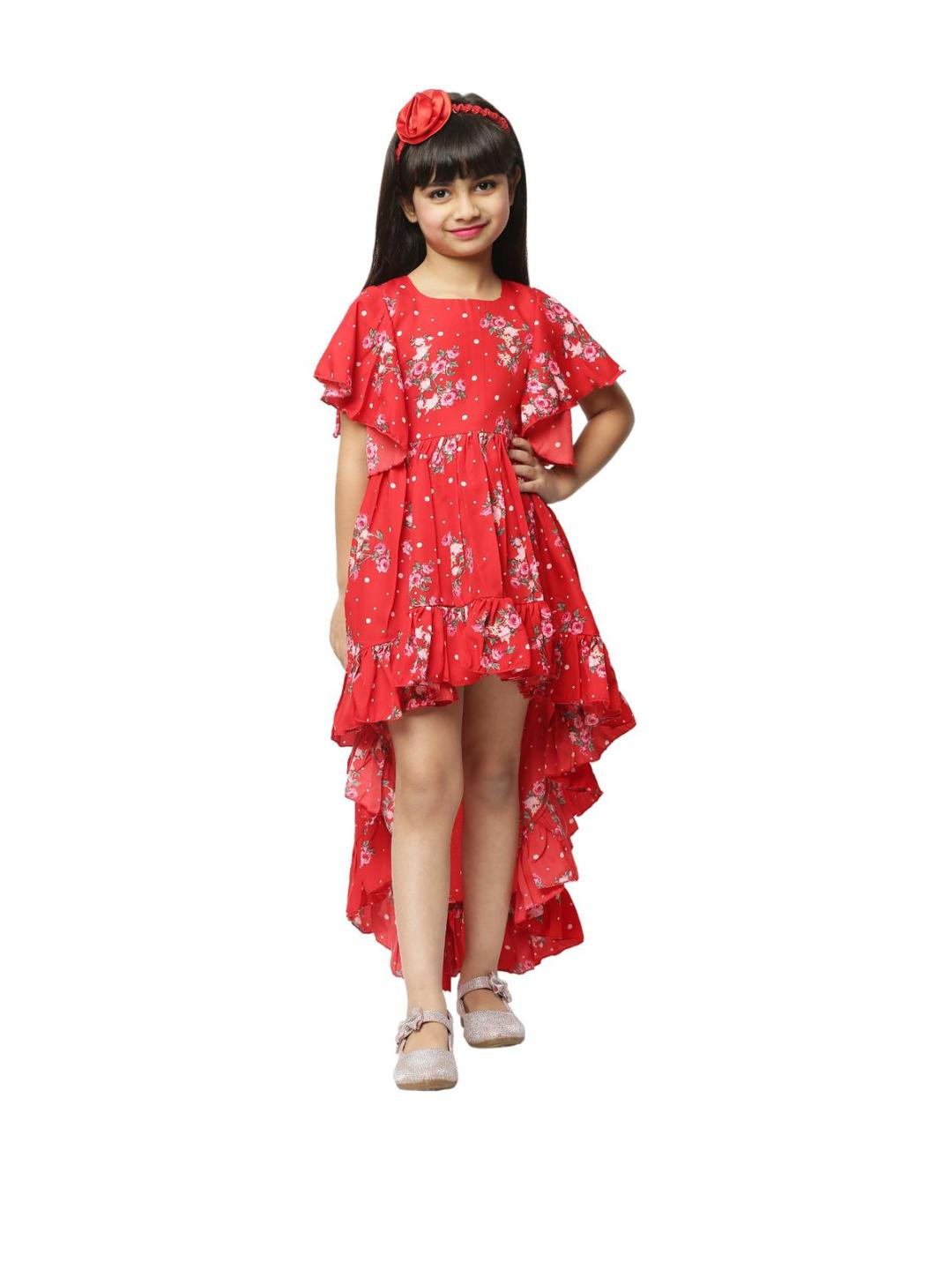 Shahina Fashion Baby Girls Floral Printed High Low Dress