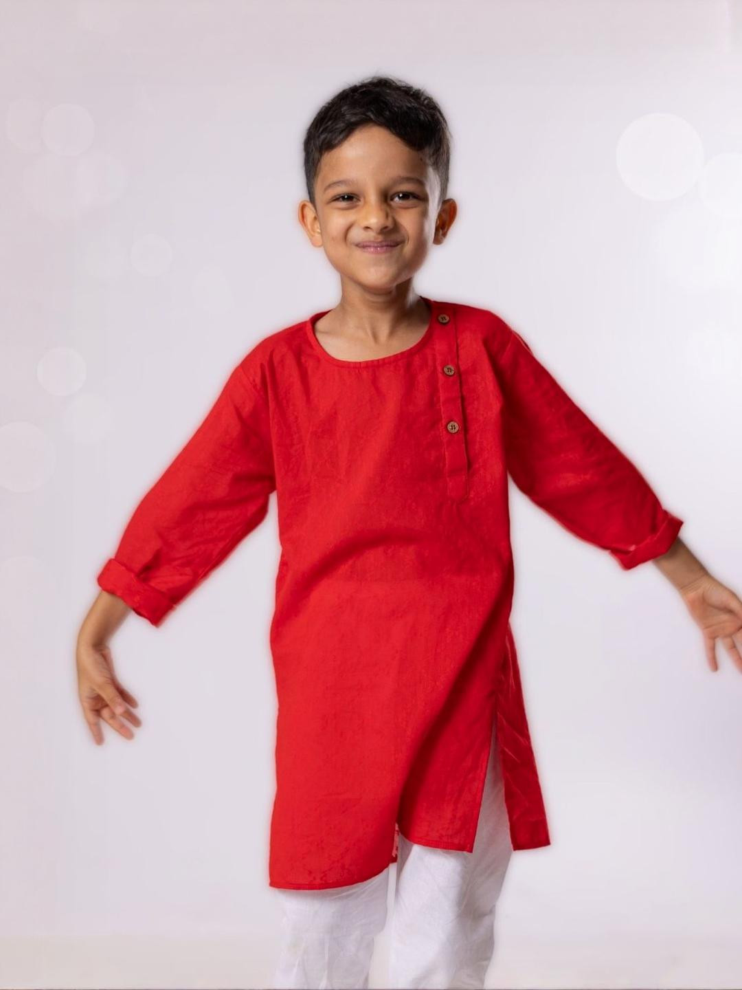 Tura Turi Boys Red Kurta Sets