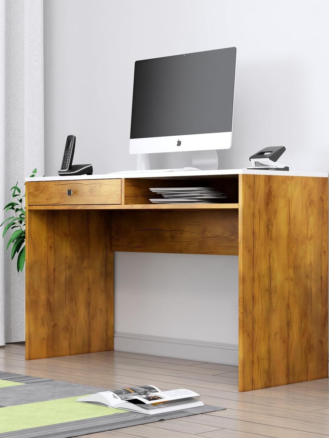 HEXA RED Beige Wood Study Table For Work from home