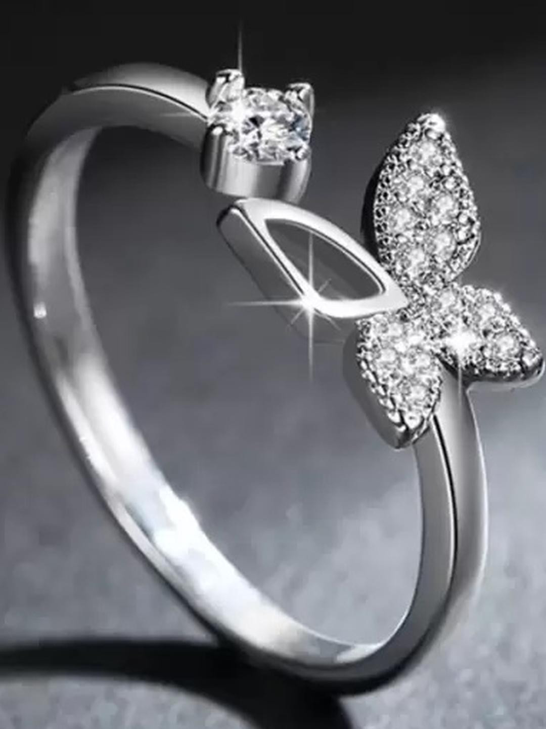 Inites Adjustable Silver Butterfly Thumb Ring