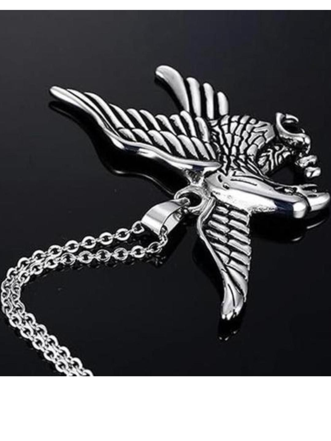 Pranjal Gems Men Silver-Plated Flying Eagle Bird Shaped Pendants