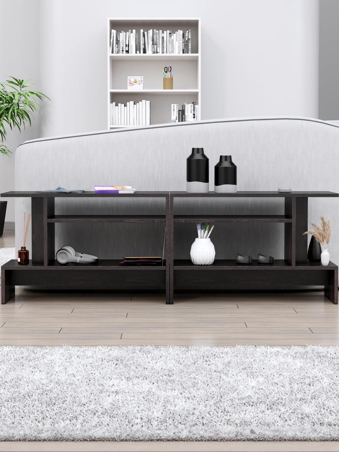 HEXA RED Brown Rectangle Engineered Wood Sofa Side Table for Living Room and Bedside Use