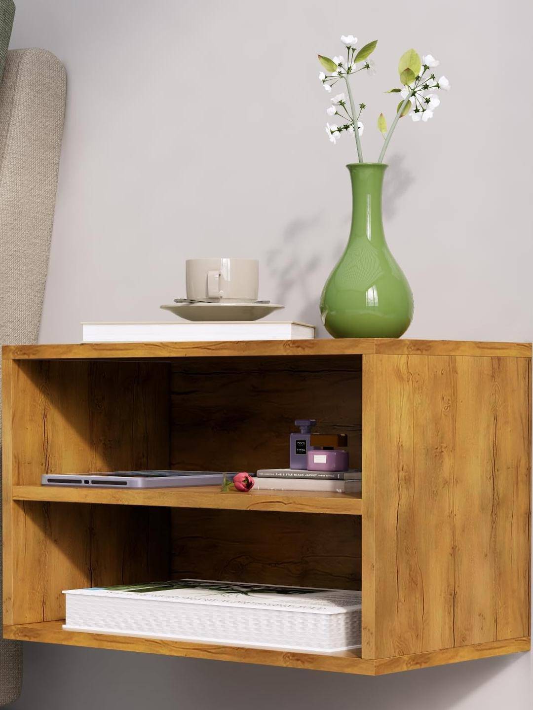 HEXA RED Engineered Wood Bedside Table For Bedroom