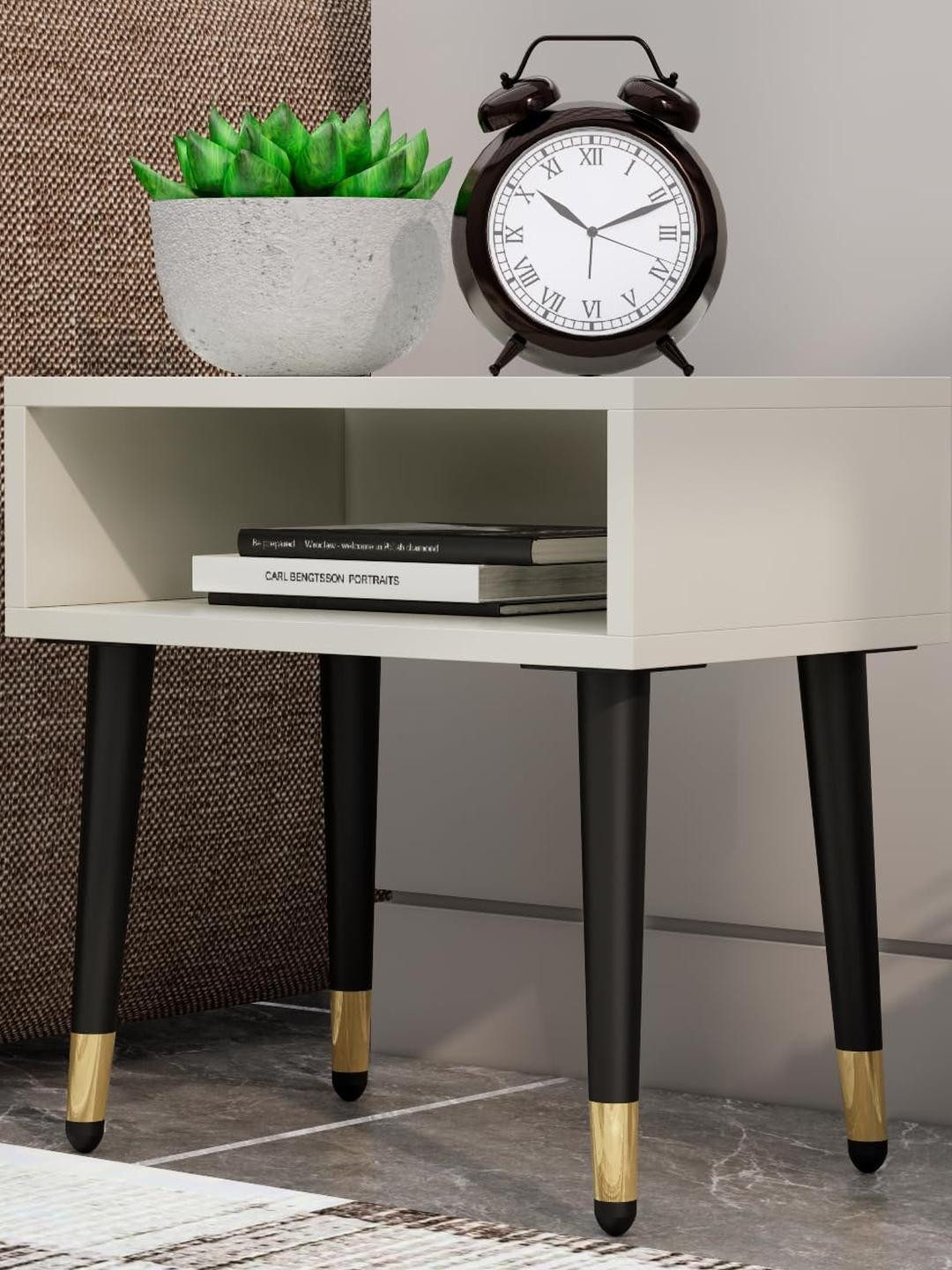 HEXA RED White Engineered Wood Bedside Table