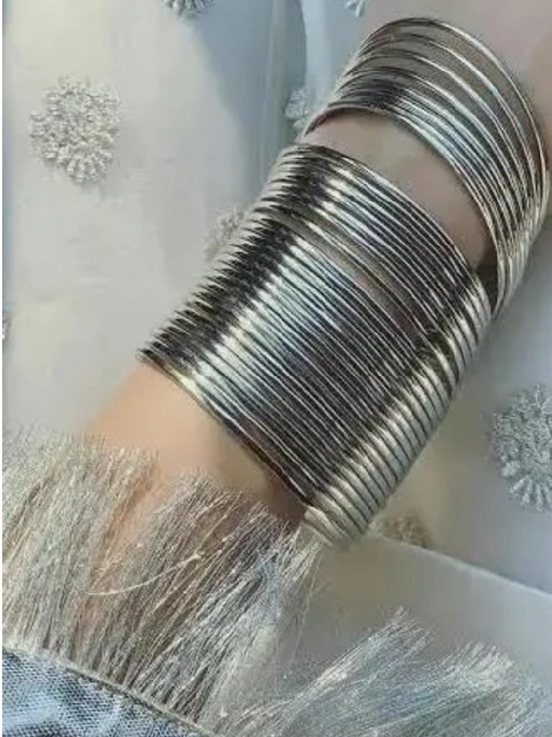 ZURIKRISHA Set of 24 Silver Bangle Set