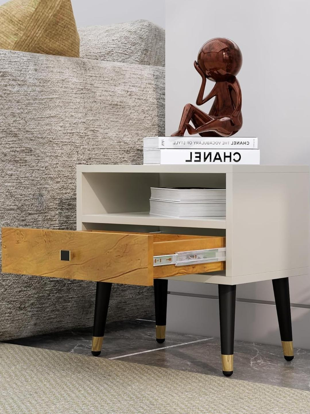 HEXA RED Multi Engineered Wood Bedside Table