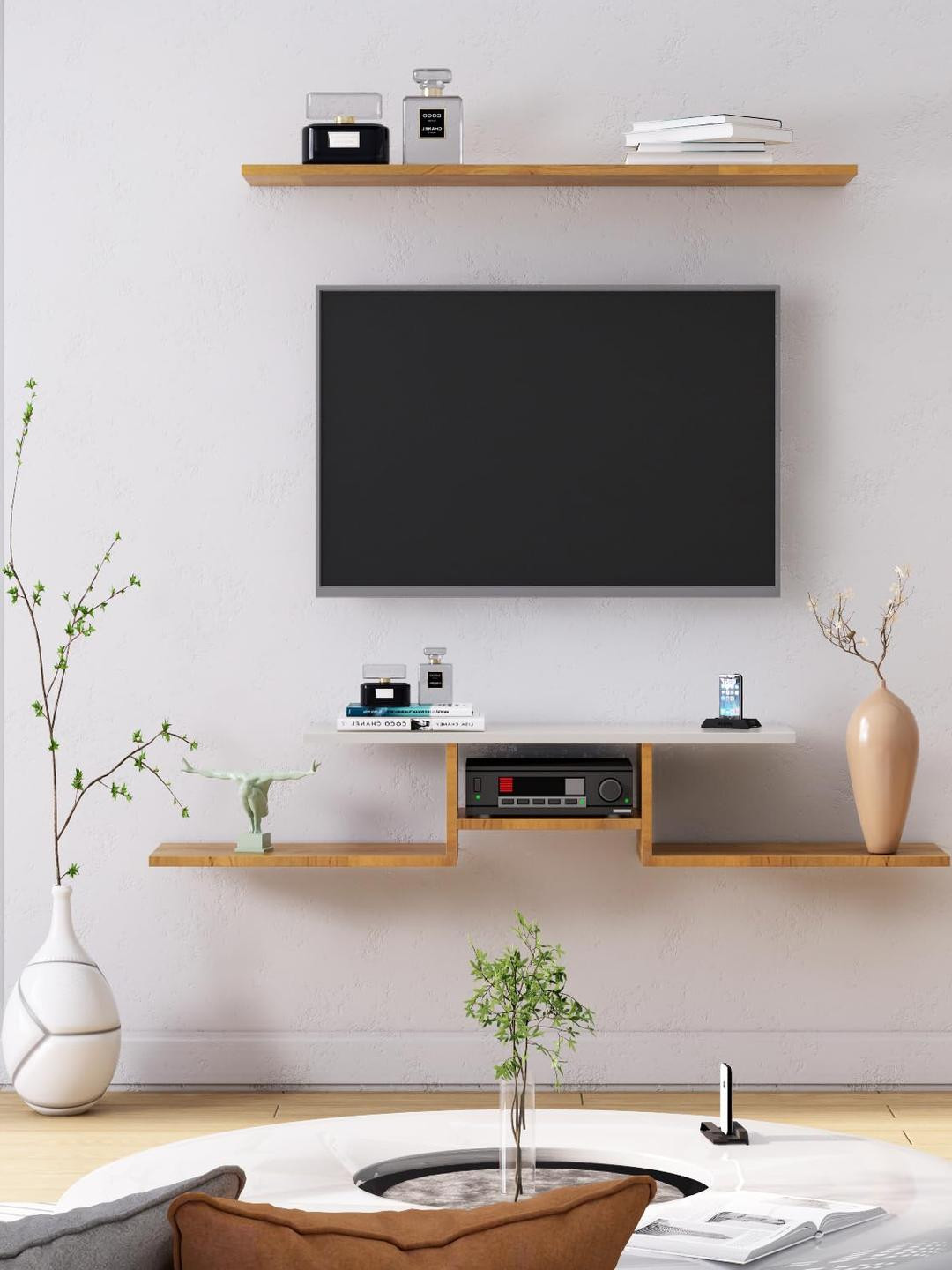 HEXA RED Wooden Wall Mounted TV Unit Cabinet with Storage