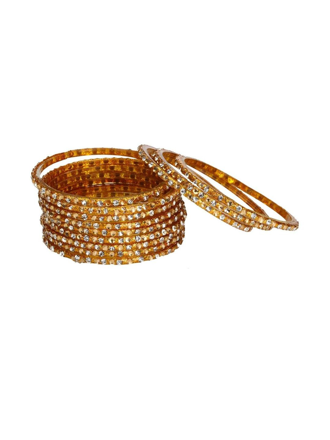 1ST TIME Pack of 12 Golden Glass Bangles