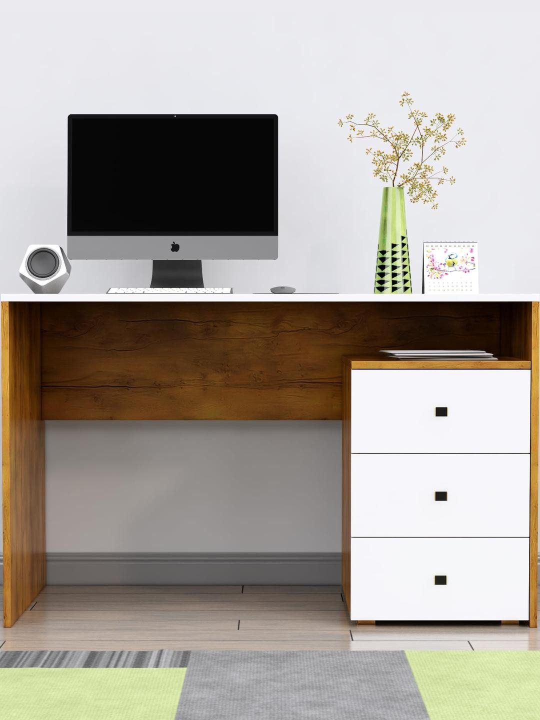 HEXA RED Beige Engineered Wood Study, Computer and Office Table