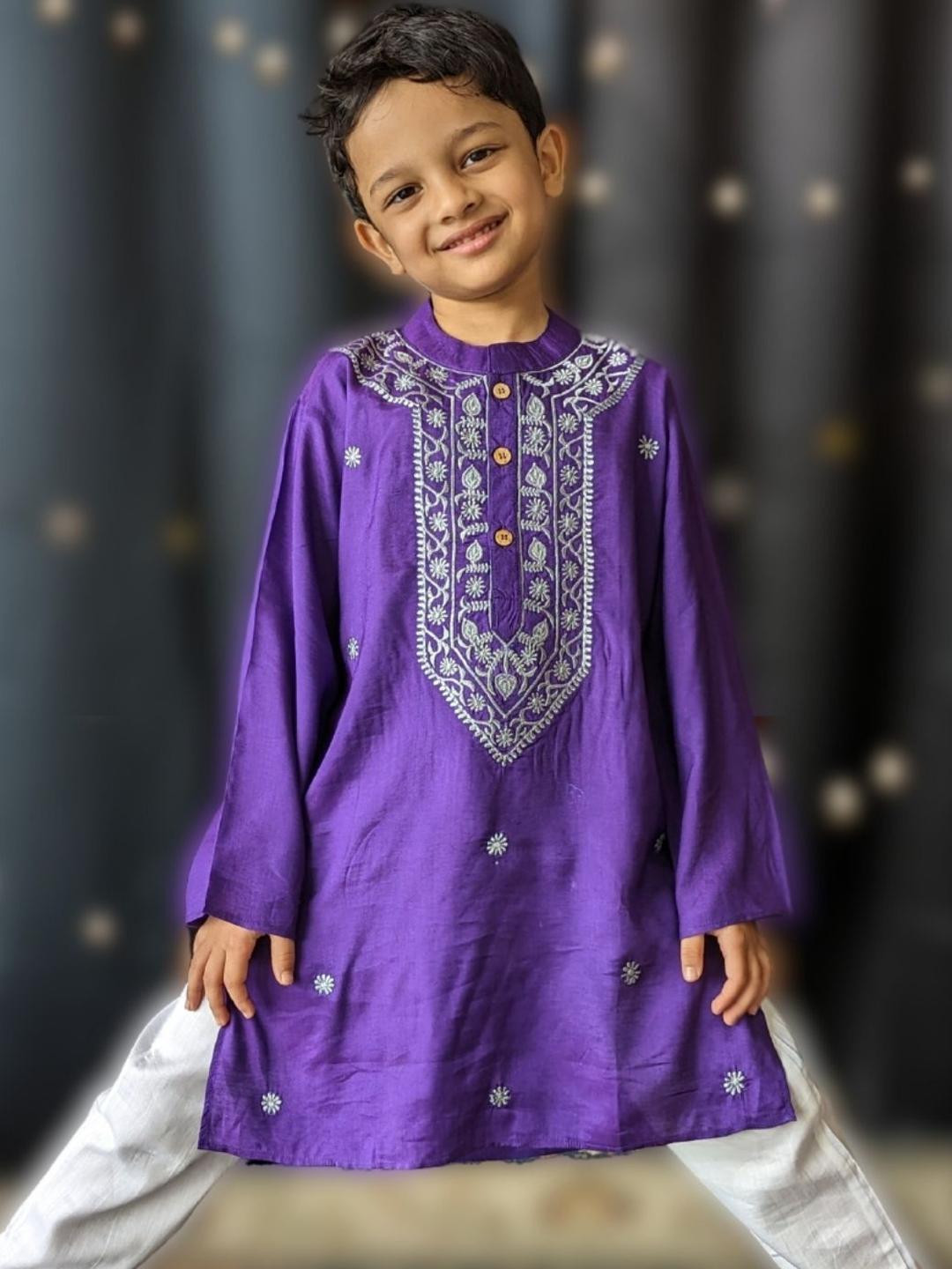 Tura Turi Boys Purple Kurta Sets