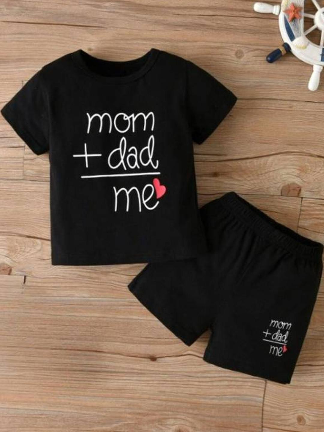 OSAMWEAR Black Unisex Kids Printed T-shirt with Shorts
