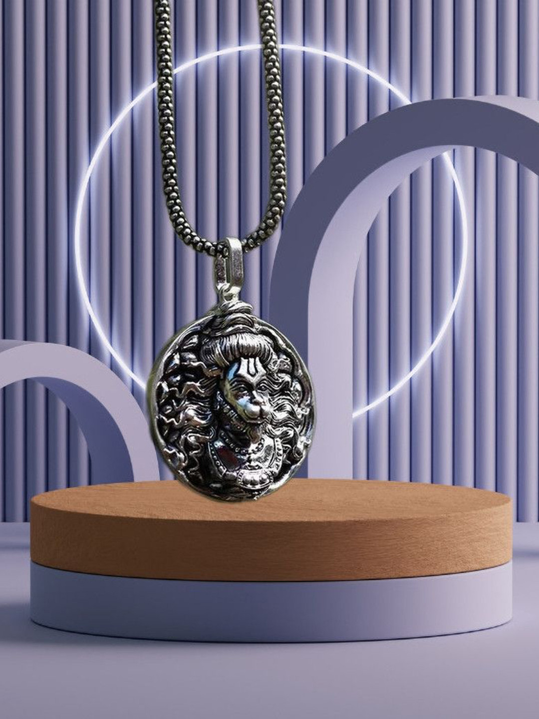 Ringzinnie Unisex Stainless Steel Hanuman Ji Circular Pendant