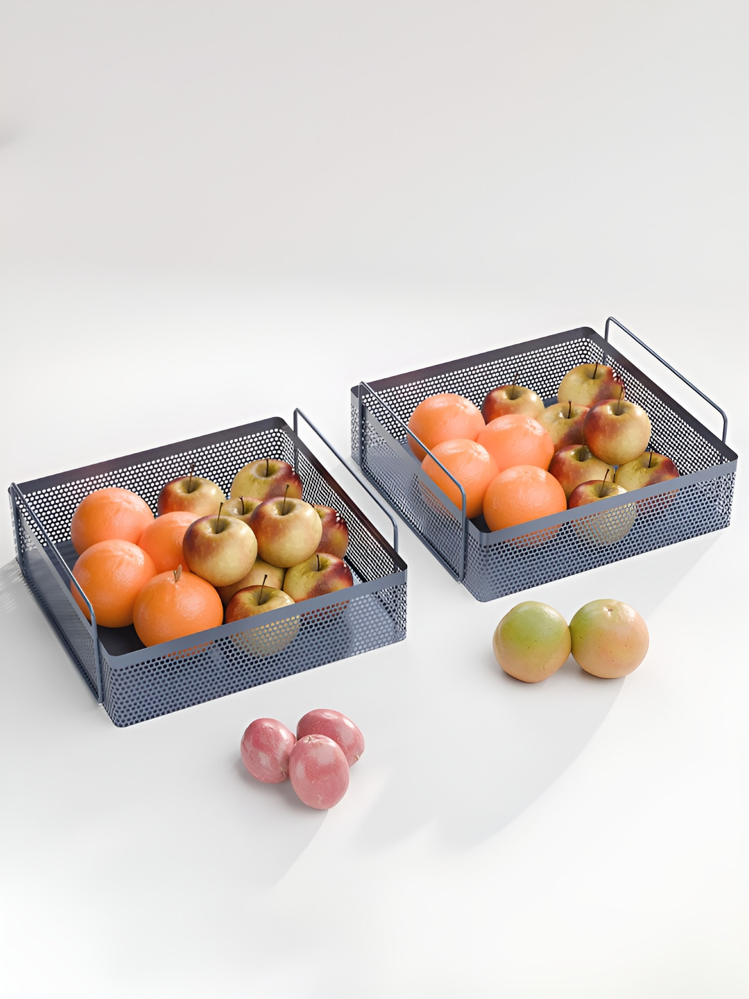 RUBOXA Set of 2 Grey Metal Square Kitchen Rack Stand Spice Storage Rack Shelf