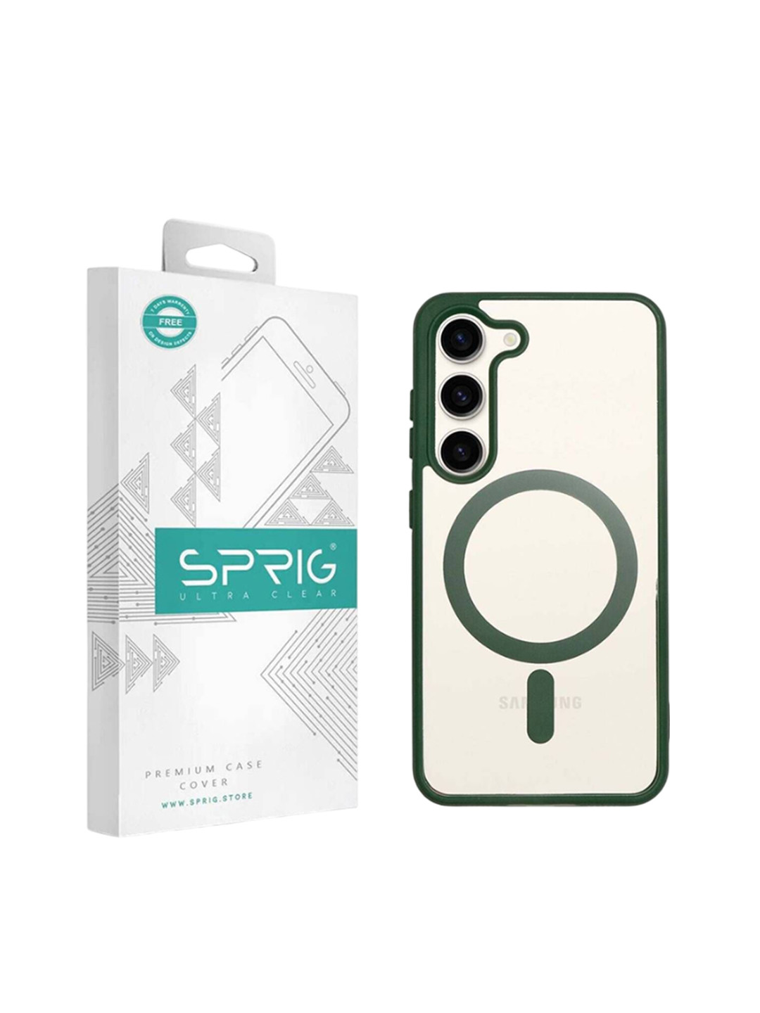 SPRIG Solid Printed Samsung Galaxy S23 Plus 5G Magnetic Transparent Back Cover