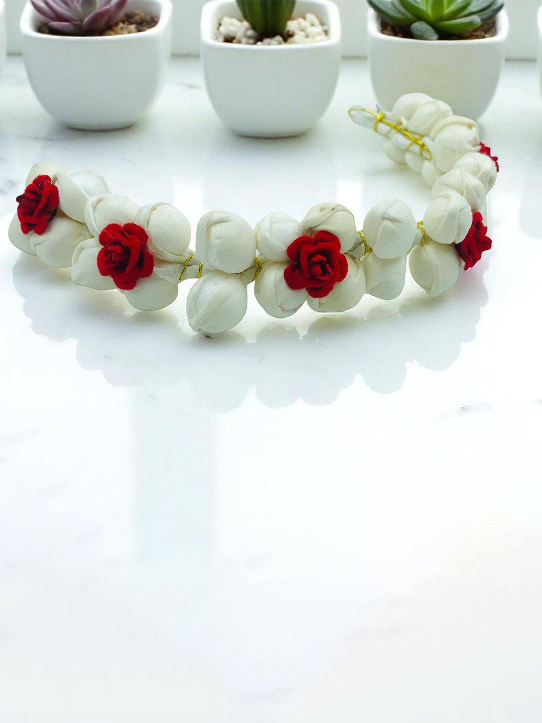 GADINFASHION Women Pack of 2 Hair Accessory Set of Handmade Flower Bridal Gajra Bun