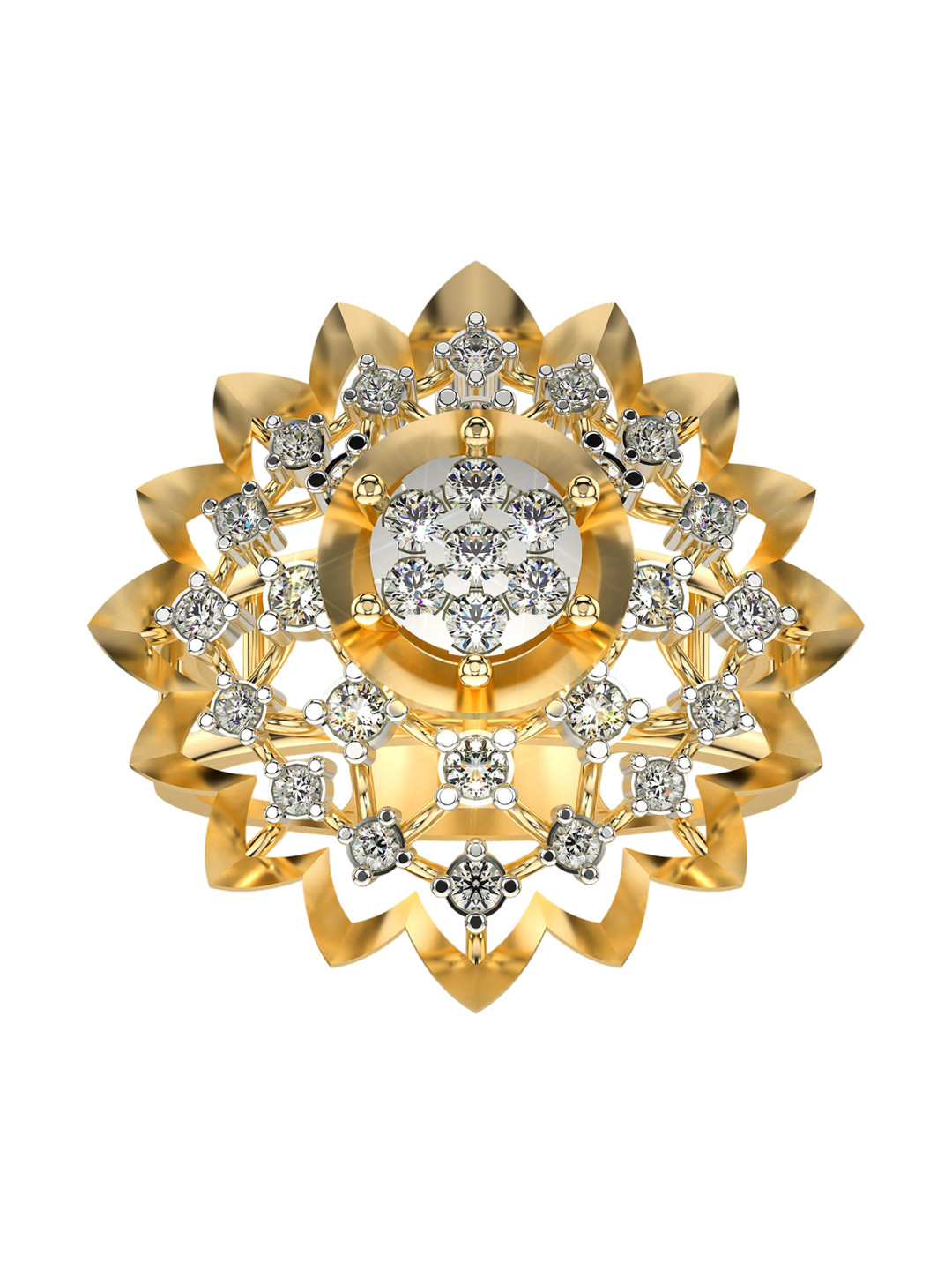 VALANOVA Yellow Gold Plated Sterling Silver Certified 0.50 Ct Lab Grown Diamond Ring