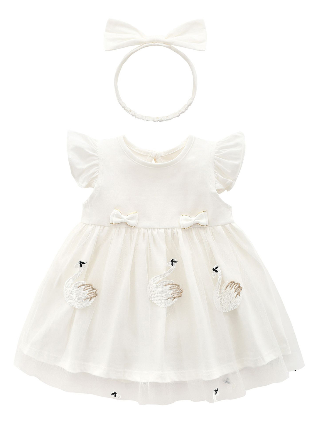 StyleCast x Revolte Girls Flared Sleeve Applique Net A-Line Midi Dress