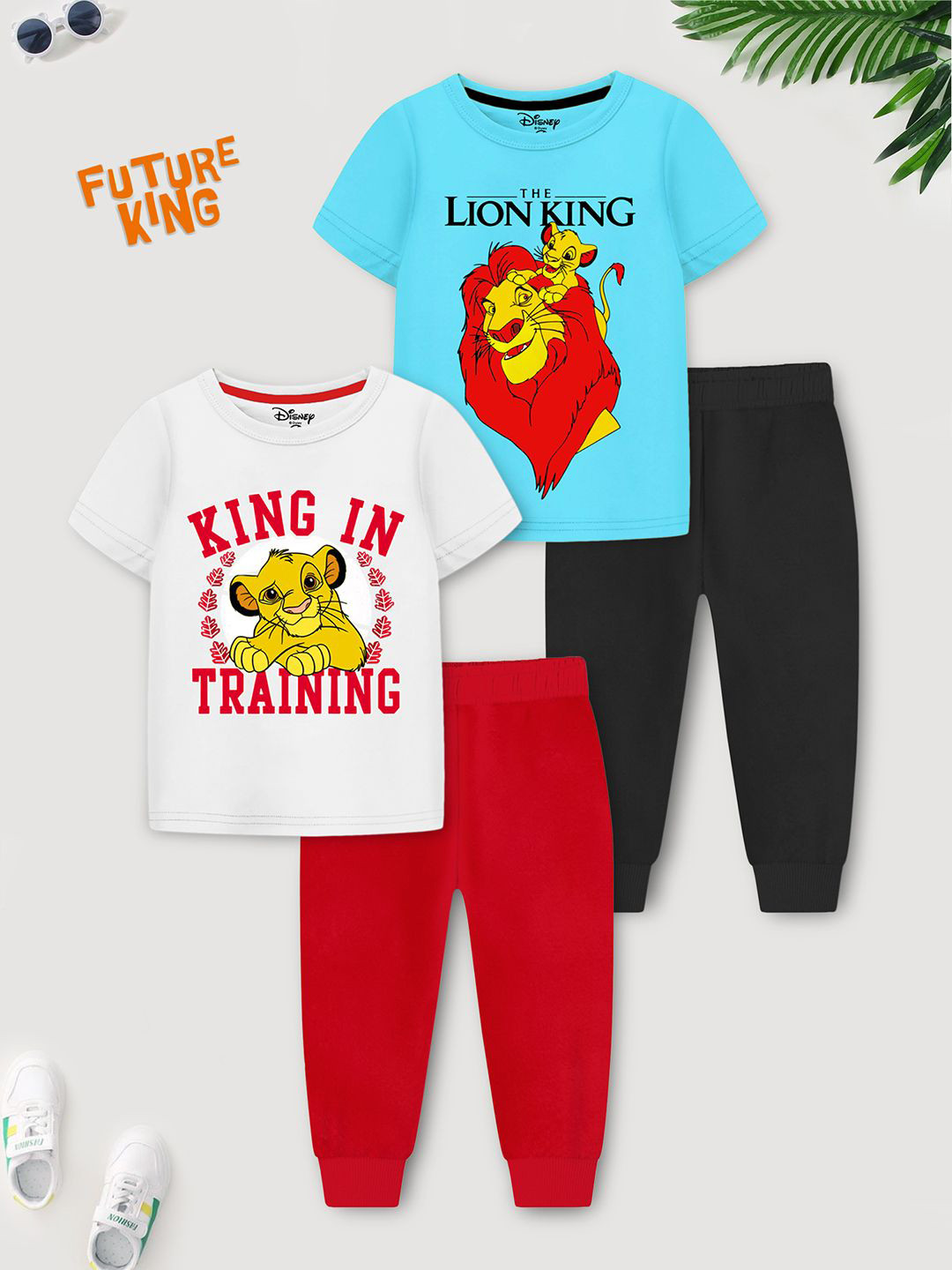Disney By Miss and Chief Boys Pack Of 2 Graphic Printed T-Shirts & Joggers Night suit