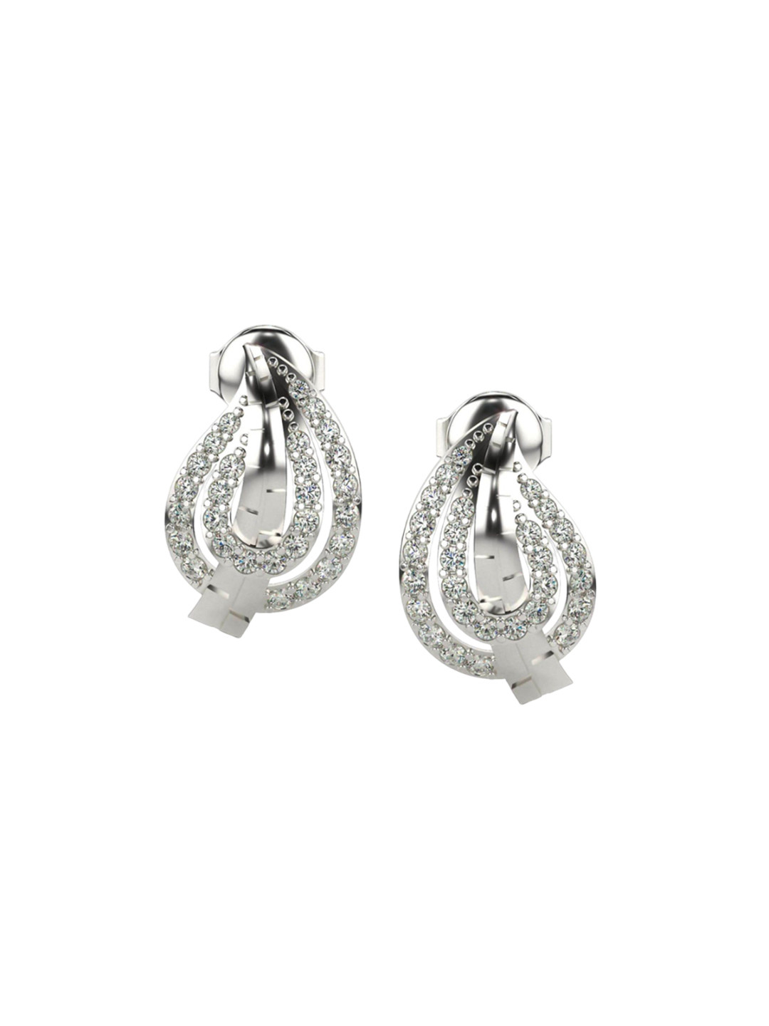 VALANOVA Women 18K White Gold & Lab Grown Diamond Earrings 3.05gm